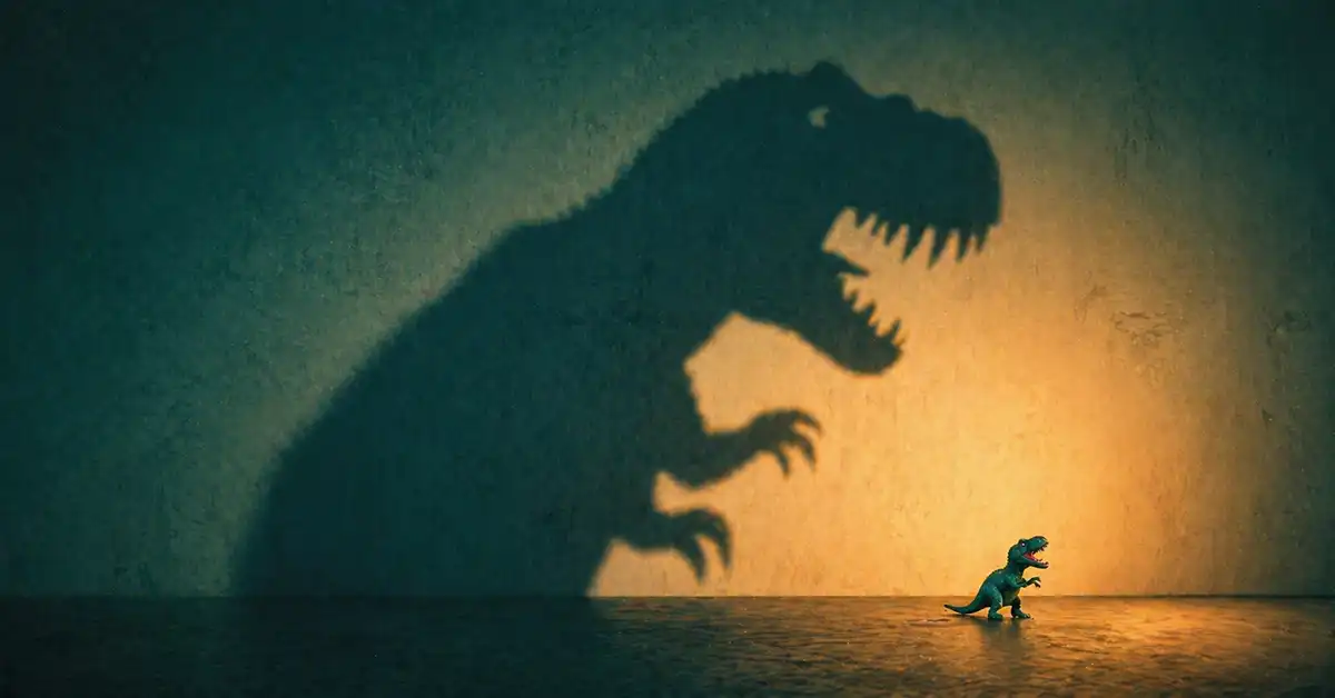 Illustration showing how the fear of quitting is often far larger than the real risk