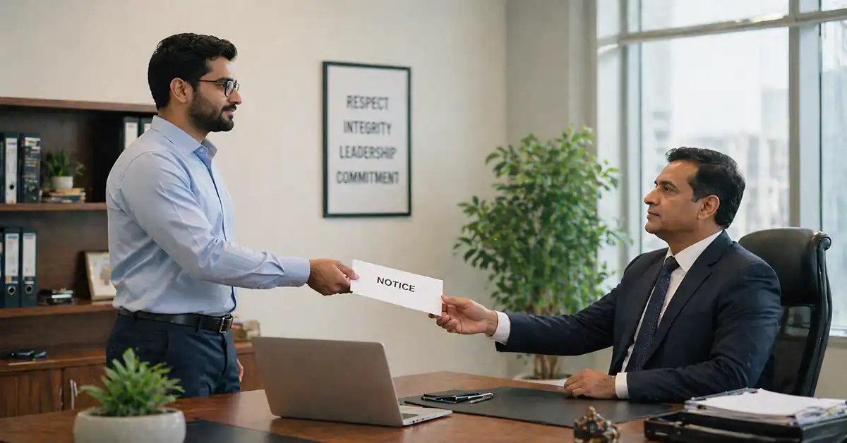 Calendar marking a notice period when resigning from a job